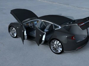 tesla modelo s com interior hdri Modelo 3D