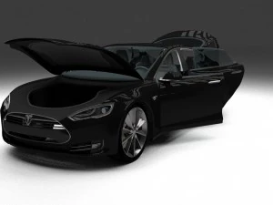 tesla modelo s com interior hdri Modelo 3D