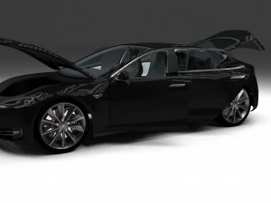tesla modelo s com interior hdri Modelo 3D