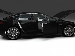 tesla modelo s com interior hdri Modelo 3D