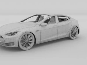 tesla modelo s com interior hdri Modelo 3D