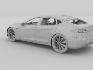 tesla modelo s com interior hdri Modelo 3D