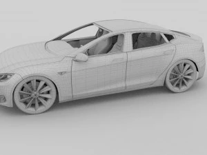 tesla modelo s com interior hdri Modelo 3D