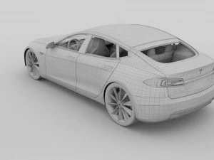 tesla modelo s com interior hdri Modelo 3D