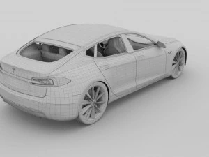 tesla modelo s com interior hdri Modelo 3D