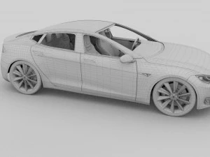 tesla modelo s com interior hdri Modelo 3D