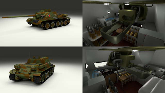 su 100 with interior camo Model 3D .c4d .max .obj .3ds .fbx .stl .blend 