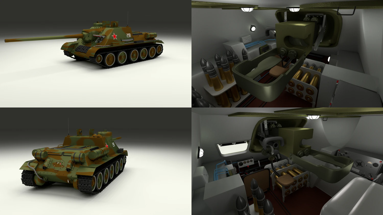 su 100 with interior camo 3D Model .c4d .max .obj .3ds .fbx .stl .blend 