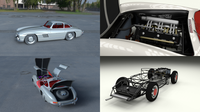 fully modelled-rigged mercedes 300sl gullwing hdri 3D Model .c4d .max .obj .3ds .fbx .stl .blend 