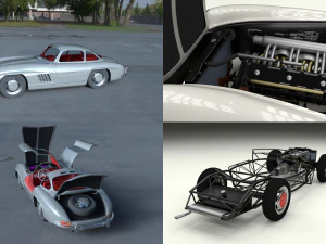 tamamen modellenmiş donanıma sahip mercedes 300sl martı kanadı hdri 3D Model