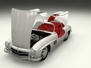 fully modelled-rigged mercedes 300sl gullwing hdri 3D Model