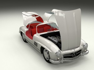 fully modelled-rigged mercedes 300sl gullwing hdri 3D Model