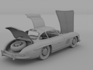 fully modelled-rigged mercedes 300sl gullwing hdri 3D Model