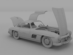 fully modelled-rigged mercedes 300sl gullwing hdri 3D Model