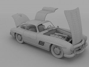 fully modelled-rigged mercedes 300sl gullwing hdri 3D Model