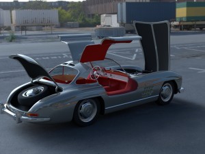 fully modelled-rigged mercedes 300sl gullwing hdri 3D Model