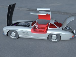 fully modelled-rigged mercedes 300sl gullwing hdri 3D Model