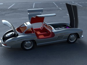 fully modelled-rigged mercedes 300sl gullwing hdri 3D Model