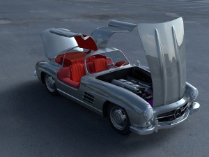 fully modelled-rigged mercedes 300sl gullwing hdri 3D Model
