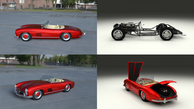fully modelled mercedes 300sl roadster red hdri Model 3D .c4d .max .obj .3ds .fbx .stl .blend 