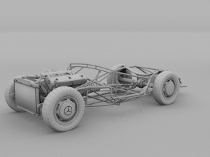 fully modelled mercedes 300sl roadster red hdri Model 3D