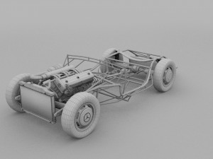 fully modelled mercedes 300sl roadster red hdri Model 3D