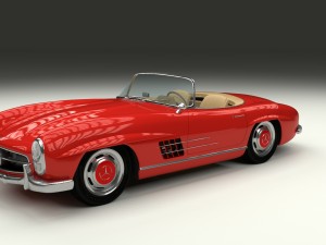 fully modelled mercedes 300sl roadster red hdri Model 3D