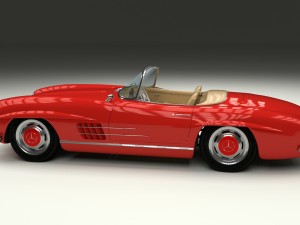 fully modelled mercedes 300sl roadster red hdri Model 3D