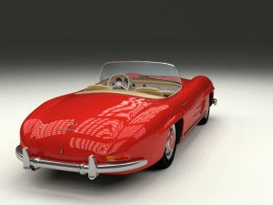 fully modelled mercedes 300sl roadster red hdri Model 3D