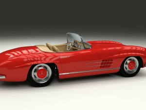 fully modelled mercedes 300sl roadster red hdri Model 3D