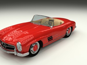 fully modelled mercedes 300sl roadster red hdri Model 3D