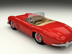 fully modelled mercedes 300sl roadster red hdri Model 3D