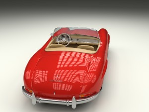 fully modelled mercedes 300sl roadster red hdri Model 3D