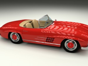 fully modelled mercedes 300sl roadster red hdri Model 3D