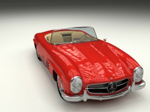 fully modelled mercedes 300sl roadster red hdri Model 3D