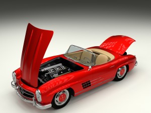 fully modelled mercedes 300sl roadster red hdri Model 3D