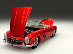 fully modelled mercedes 300sl roadster red hdri Model 3D