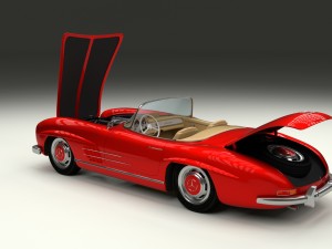 fully modelled mercedes 300sl roadster red hdri Model 3D