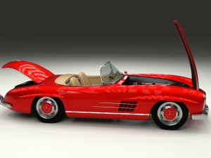 fully modelled mercedes 300sl roadster red hdri Model 3D