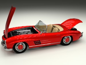 fully modelled mercedes 300sl roadster red hdri Model 3D
