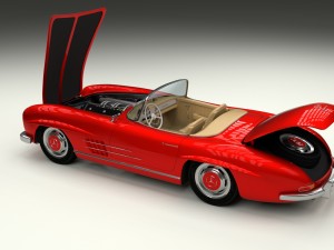 fully modelled mercedes 300sl roadster red hdri Model 3D