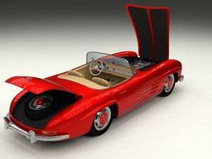 fully modelled mercedes 300sl roadster red hdri Model 3D