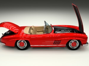 fully modelled mercedes 300sl roadster red hdri Model 3D
