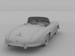 fully modelled mercedes 300sl roadster red hdri Model 3D