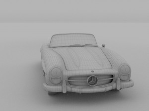fully modelled mercedes 300sl roadster red hdri Model 3D
