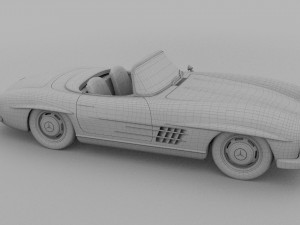 fully modelled mercedes 300sl roadster red hdri Model 3D