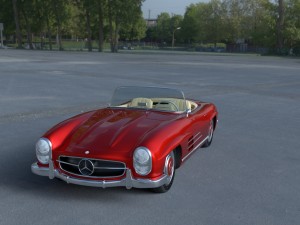 fully modelled mercedes 300sl roadster red hdri Model 3D