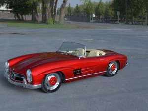 fully modelled mercedes 300sl roadster red hdri Model 3D