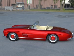 fully modelled mercedes 300sl roadster red hdri Model 3D
