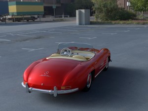 fully modelled mercedes 300sl roadster red hdri Model 3D